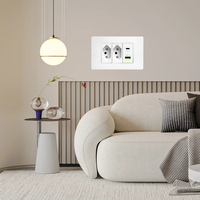 Jinmai - Enchufe Brasileño Tipo 118 4*2, Enchufe Estándar Brasileño, Enchufe de Pared para PC con USB Tipo C, Interruptor de Luz, Estándar Suizo, 10A 20A
