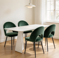 Chaise de salle à manger rembourrée en velours style nordique, avec accoudoirs et pieds noirs, idéale pour la maison, la cuisine, l'hôtel ou l'appartement.