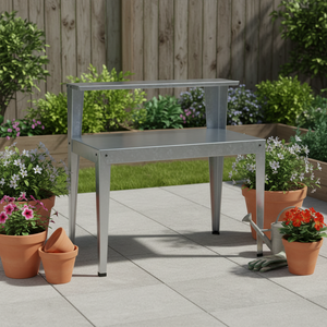 โต๊ะปลูก<span class=keywords><strong>ต้น</strong></span>ไม้สมัยใหม่ 44 นิ้ว กว้าง 24 นิ้ว ดี เอ็กซ์ 44 นิ้ว โต๊ะทำงานในสวนสำหรับอุปกรณ์เรือนกระจกแบบประหยัดพลังงาน ทำจากเหล็กชุบสังกะสีสี<span class=keywords><strong>เงิน</strong></span> - Product Image 4
