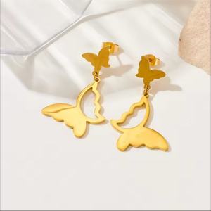 Pendientes de Mariposa con Doble Capa, Huecos y Bonitos, de Acero Inoxidable 316L, Resistentes al Agua y al Deslustre, Chapados en Oro de 18k, Novedad 2024 para Mujer - Product Image 4