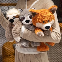 Ensemble de jouets en peluche en coton PP Renard et Raton Laveur Forest Friends, mignons animaux en peluche pour cadeaux d'anniversaire et de fêtes, à partir de 14 ans