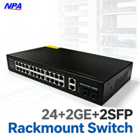 10/100/1000Mbps 24Port Unmanaged Ethernet Switch dengan 2GE Uplink 2SFP Plug & Play untuk Perangkat Jaringan Rak Kamera IP 6208GE