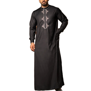 Vêtements islamiques pour hommes musulmans, <span class=keywords><strong>boubou</strong></span> brodé en polyester, jalabiya arabe, longueur cheville, usage quotidien - Product Image 1
