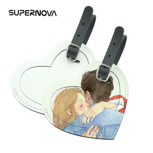 Etiquetas coloridas para maleta, accesorios de viaje, etiquetas de equipaje de cuero PU, color blanco, sublimación - Product Image 6