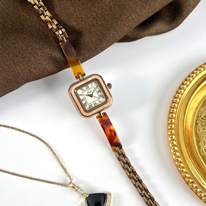 Womens Gold Square Watch Tortoise Shell <b>Bracelet</b> Roman Numerals Elegant Quartz Wristwatch - Product Image 5