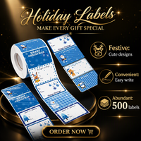 Rouleau d'autocollants adhésifs en papier kraft de Noël, étiquettes personnalisées imperméables pour étiquettes cadeaux, emballage de bouteilles