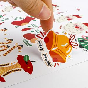Feuille d'autocollants de Noël imprimés FX, découpés à la forme, autocollants adhésifs, dessins animés du Père Noël pour décorations de fêtes - Product Image 2