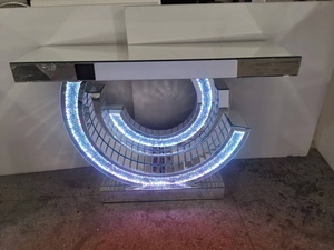 Table <span class=keywords><strong>console</strong></span> moderne de luxe <span class=keywords><strong>en</strong></span> diamant écrasé avec éclairage LED <span class=keywords><strong>en</strong></span> <span class=keywords><strong>verre</strong></span> et bois pour l'entrée, le salon ou la décoration d'un hôtel - Product Image 6