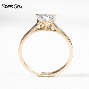 Anillo Solitario Starsgem de 1CT 2CT, Anillo de Compromiso de Oro Sólido de 14K con Diamante Cultivado en Laboratorio con Corte Corazón para Regalo - Product Image 3