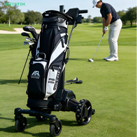 Chariot de golf électrique avec design pliable, six roues, capacité étendue, autonomie de 30-50 km, vitesse de 10 km/h, temps de charge de 3-5 heures