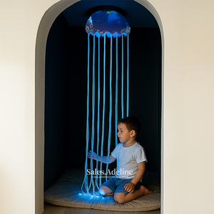 Plafonnier de méduse à fibre optique RGBW LED lustre sensoriel pour salle de thérapie de l'autisme - Product Image 1