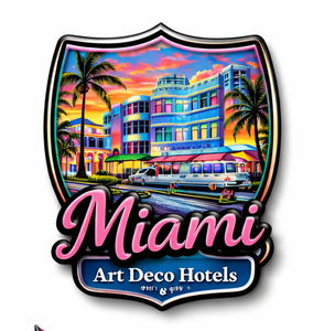 Nouveauté 2026 : Aimants de réfrigérateur en métal personnalisables, thème Miami USA, pour le tourisme, vente en gros, variété de styles - Product Image 4