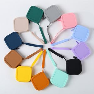 Waterproof Silicone Zipper Coin <b>Purse</b> <b>Small</b> Square Portable Cosmetic Data Cable Storage Bag Unisex - Product Image 3