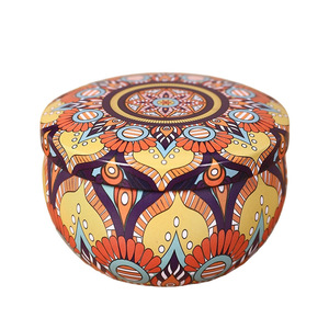 Pot de rangement rond en étain Mystic Arts, motif ethnique, récipient décoratif pour bonbons ou ornements, petite taille - Product Image 1