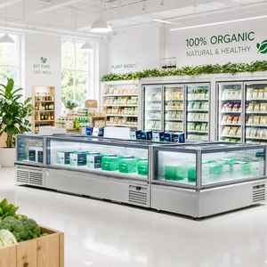 Meilleures ventes : Vitrine réfrigérée combinée à îlot, grande capacité, réfrigérateur commercial à porte vitrée pour produits surgelés en épicerie - Product Image 3