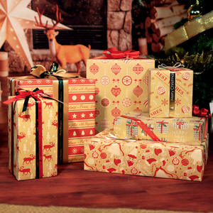 Christmas Pattern Vintage Style Kraft <b>Paper</b> for Packing Gift <b>Striped</b> Plaid <b>Wrapping</b> <b>Paper</b> - Product Image 1