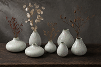 Vase à fleurs en céramique et porcelaine ARM LVG, forme organique, texture pierre, style nordique Wabi Sabi minimaliste, glaçure spéciale