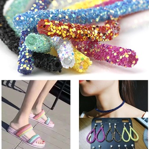Bán buôn AB cầu vồng đầy màu sắc Sequins keo-on mềm ống dây dây Rhinestones Sequins cắt tỉa cho hàng may mặc phụ kiện - Product Image 5