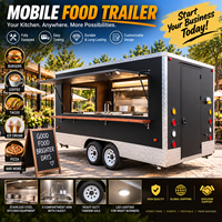 Remorque de cuisine mobile multifonctionnelle carrée pour pizzas, burgers, tacos, café et hot-dogs