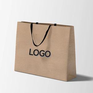 Sacs en papier à provisions de luxe kraft personnalisés avec couleur privée personnalisée avec poignée impression du logo pour boutique - Product Image 1