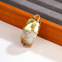 Pendentif en pierre brute de citrine jaune plaqué or 18 carats, incrusté de minéraux naturels, pour la fabrication de bijoux