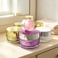 Pot à crème en acrylique à double paroi 5g 10g 15g 20g 30g, conteneur cosmétique de luxe vide pour soins de la peau avec couvercle à vis, logo personnalisé