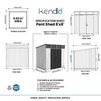 Caseta de Almacenamiento KENDA OEM de 6x4 pies, 500H Plus, con Protección UV Antienvejecimiento, para Jardín o Patio Trasero