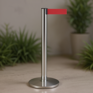 Colonna in Argento con Nastro Retrattile Rosso in Alluminio 464.90 - Product Image 3