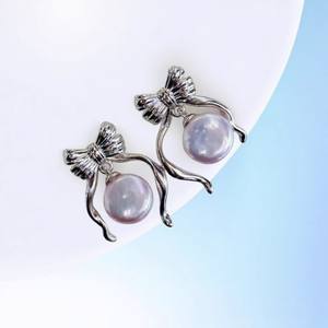 อุปกรณ์ทำเครื่องประดับมุก DIY ตัวเรือนเงินแท้ S925 สำหรับใส่ลูกปัดขนาด 8-9 มม. ต่างหูเงินแฟชั่น รุ่น 22552DIY - Product Image 4