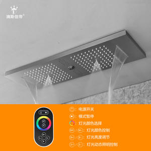 Cabezal de Ducha de Lluvia en Cascada Montado en el Techo, Acero Inoxidable, Luz LED Musical, Sistema de Ducha Multifuncional - Product Image 5