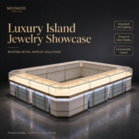 Vitrine de présentation de bijoux en forme de U carrée pour centre commercial, armoire modulaire en verre avec éclairage LED, tiroirs de rangement, vente au détail de bijoux, écologique