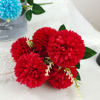 Chrysanthème Artificiel en Soie en Gros, 5 ou 9 Têtes, pour Décoration Maison et Mariage