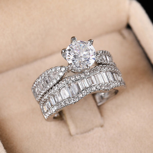 Anillo de pareja brillante de lujo para mujer, elegante regalo de San Valentín para boda, joyería de moda - Product Image 5