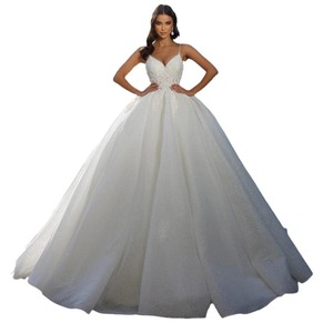 Bridal Ball Gown Wedding Dress Satin Sweetheart Neckline Natural Waistline Full Train High End Reception Dress - Product Image 4