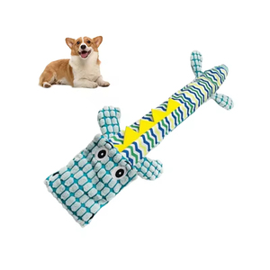 Jouet à mâcher pour animaux de compagnie en peluche couineur, en forme de crocodile, de haute qualité, durable, indestructible et résistant aux morsures, pour le nettoyage des dents - Product Image 2