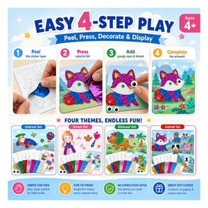 Ensemble d'autocollants en feuille de papier DIY Princesse Féerique, Robe Scintillante, Couronne, Cartes, Jouet Créatif Fait Main pour la Maternelle, Cadeau pour Filles - Product Image 3