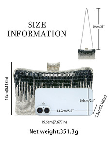 New Cross-border Polyester Rhinestone Evening <b>Clutch</b> Bag Ladies Celebrity Dress Shoulder Crossbody Handbag Tanjing - Product Image 5