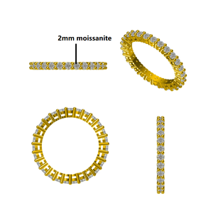 Anillo de Compromiso de Eternidad de Oro de 10K y 14K con Moissanita DEF de Corte Redondo de 2mm, Joyería de Moda - Product Image 4