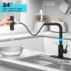 Grifos De Cocina De Acero inoxidable De un solo orificio negro mate <span class=keywords><strong>Grifo</strong></span> rociador De <span class=keywords><strong>alto</strong></span> flujo para fregadero para casa rodante de campo Lavandería RV Bar - Product Image 4