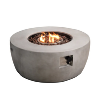 Table de jardin ronde de 36 pouces avec foyer en béton, gaz propane, puissance calorifique 50000BTU