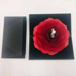 Guorui muestra <span class=keywords><strong>gratis</strong></span> anillo de boda romántico caja de papel flor dentro de Rosario caja - Product Image 3