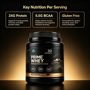 Poudre de protéines de lactosérum <span class=keywords><strong>Prime</strong></span> 24g de protéines avec 5,5g de BCAA pour la récupération musculaire et le soutien de la forme physique, saveur chocolat doublement riche OEM/ODM - Product Image 2
