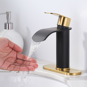 Robinets de salle de bain modernes noirs et dorés à une poignée pour <span class=keywords><strong>lavabo</strong></span> de salle de bain à 1 ou <span class=keywords><strong>3</strong></span> <span class=keywords><strong>trous</strong></span> Mitigeur de <span class=keywords><strong>lavabo</strong></span> - Product Image 2