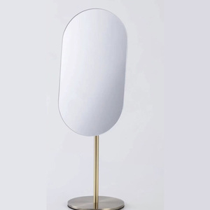 Miroir de maquillage vertical compact moderne et simple, à tête unique, <span class=keywords><strong>en</strong></span> <span class=keywords><strong>verre</strong></span>, laiton, acier inoxydable, finition bronze, réglable <span class=keywords><strong>en</strong></span> hauteur, pour la maison - Product Image 4