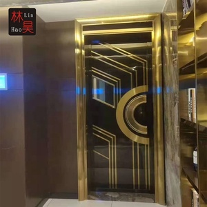 <span class=keywords><strong>Porte</strong></span> <span class=keywords><strong>d</strong></span>'<span class=keywords><strong>entrée</strong></span> principale de luxe en acier noir brillant or <span class=keywords><strong>double</strong></span> pour discothèque et KTV Bar Lounge - Product Image 3