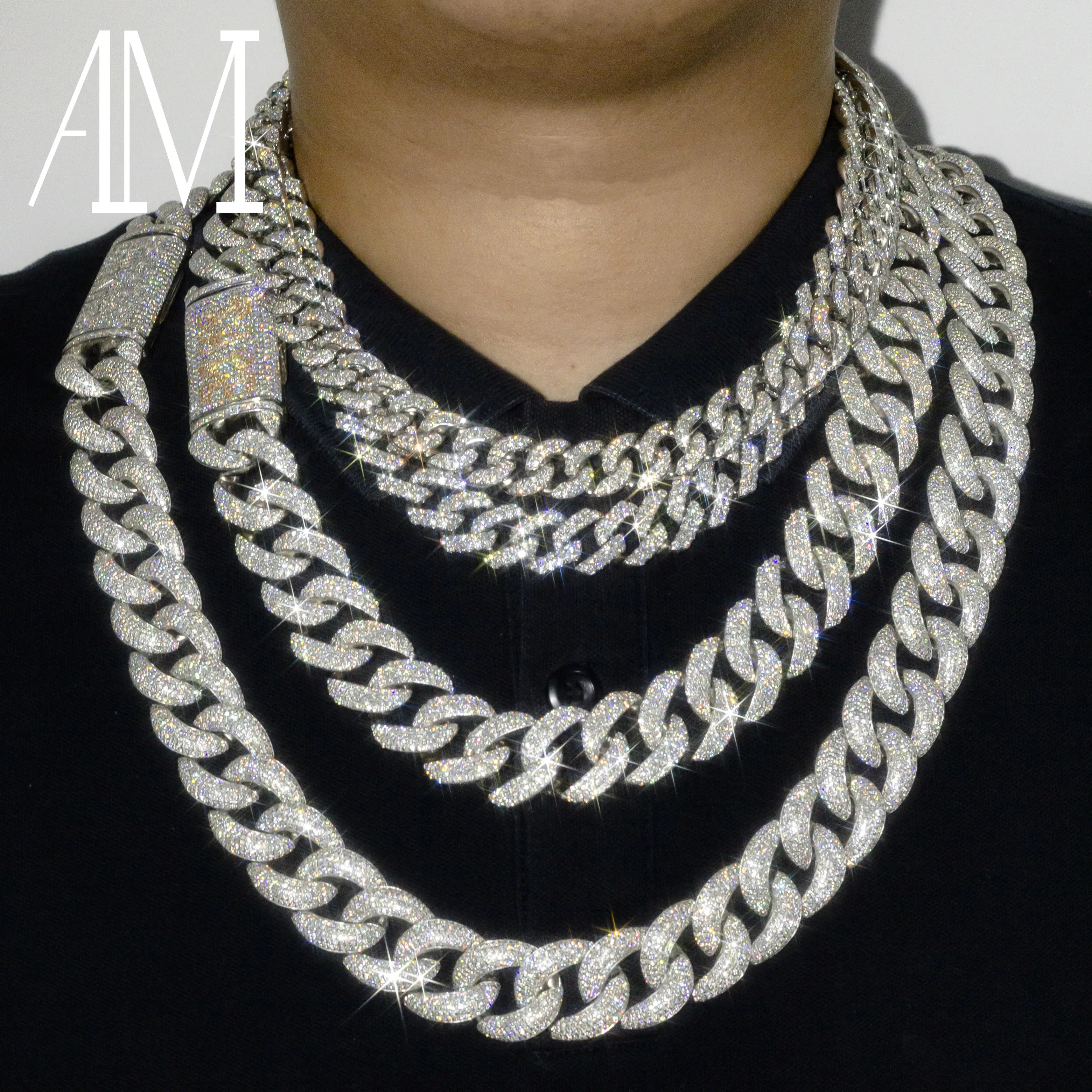 Großhandel Hip Hop Schmuck Luxus 10K 14K 18K 24K Echtgold Solid Miami Moissan ite Diamond Cuban Link Chain Halskette für Männer