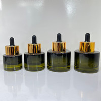 Flacon compte-gouttes rond en verre de sérum pour les yeux de couleur vert olive 20ml 30ml 40ml 50ml flacons cosmétiques de sérum de maquillage