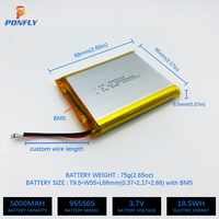 Ponfly Lipo Batterie 3.7V 5000mAh 955565 Batterie au lithium polymère rechargeable pour le remplacement de la batterie du produit électronique