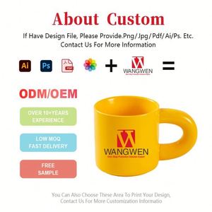 Tasse à café personnalisée Pangpang Cup avec logo, poignée épaisse, gravure photo, style Ins, tasses en céramique personnalisées - Product Image 3