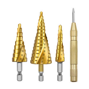 Wholesale Titanium-Plated Hexagonal Shank Spiral Pagoda <b>Drill</b> Bit Set Center <b>Drills</b> Positioning Punch Tool Reaming <b>Step</b> <b>Drill</b> - Product Image 5